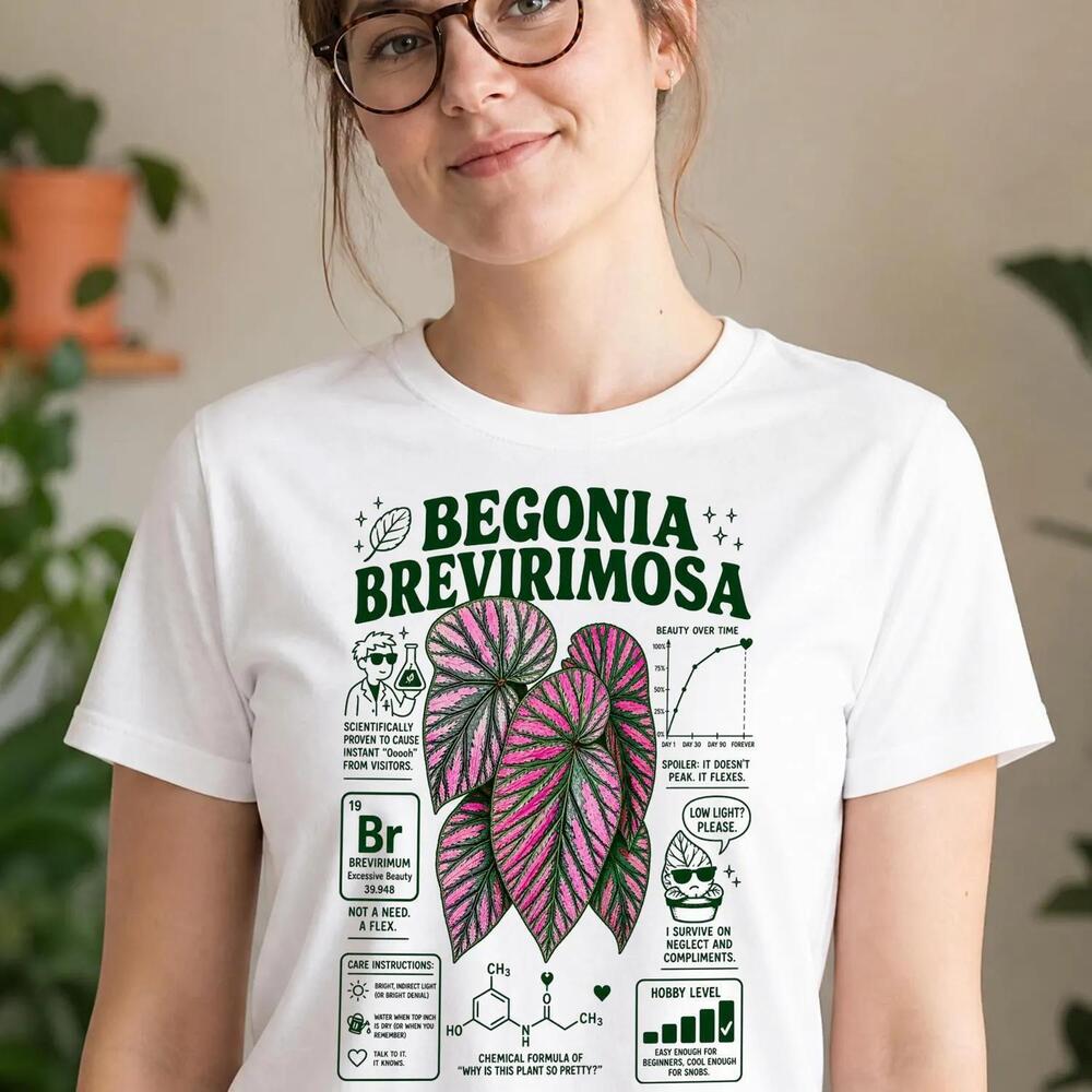 Funny Begonia Brevirimosa Shirt Retro House Plants Gift